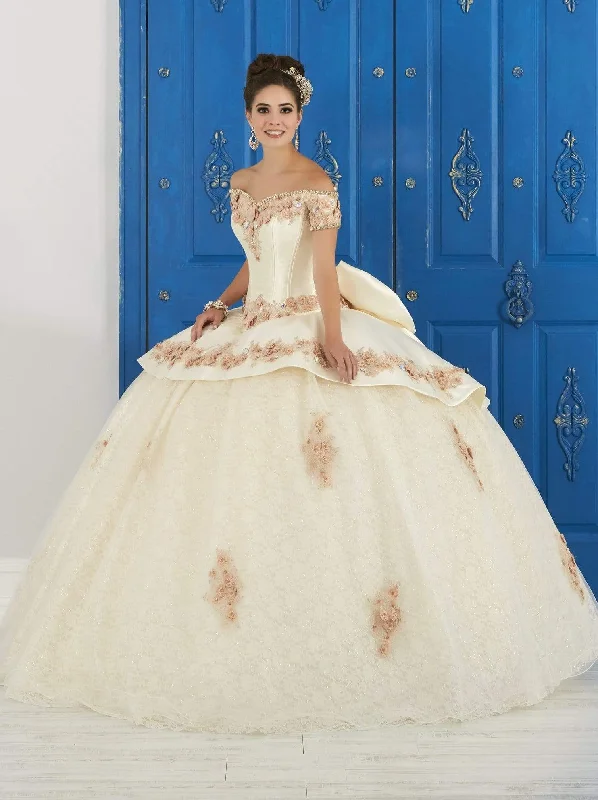 Seasonal Picks LA Glitter - 24048 Applique Off-Shoulder Glitter Tulle Ballgown