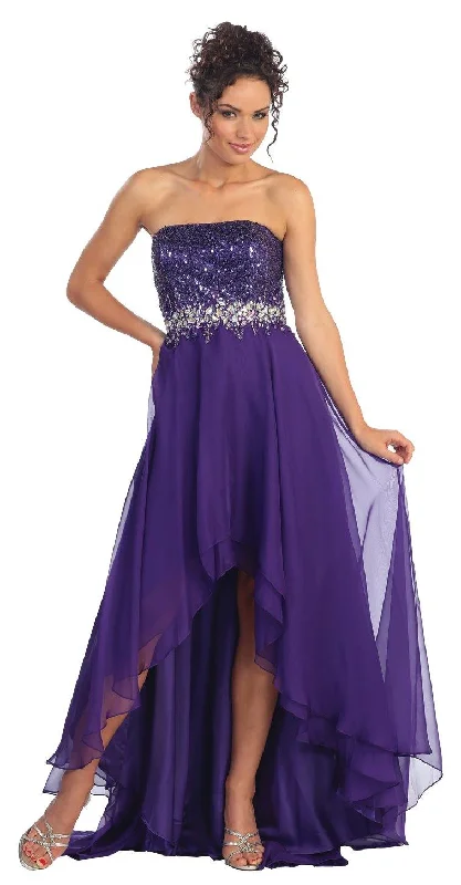 Travel Essentials Strapless Chiffon High-Low Prom Dress