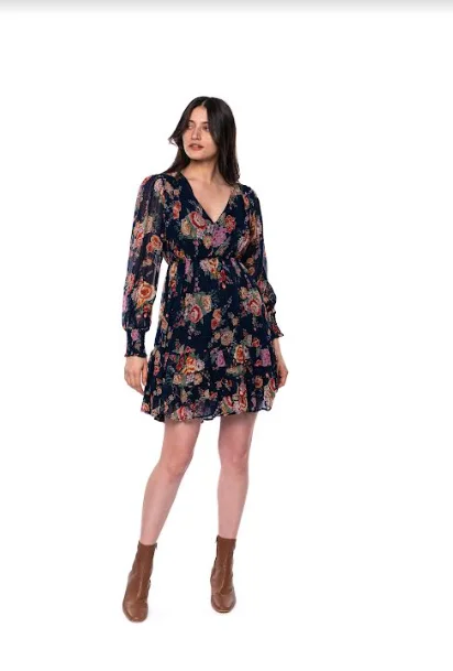 Free Spirited Fashion V-NECK MINI DRESS