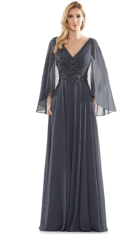 Boutique Styles Marsoni by Colors - MV1094 Capelet Sleeve Beaded Chiffon A-Line Gown