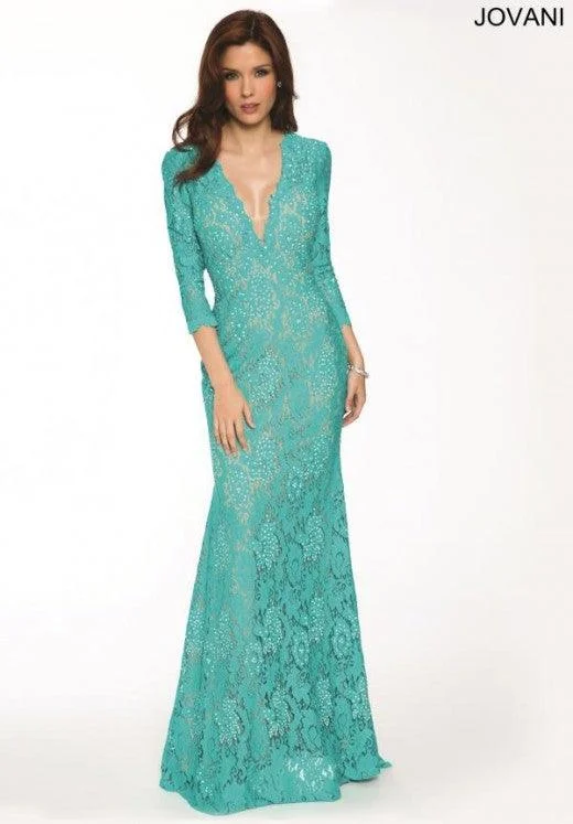 Effortless Chic Apparel Jovani 20025 Long Formal Long Sleeve Lace Dress