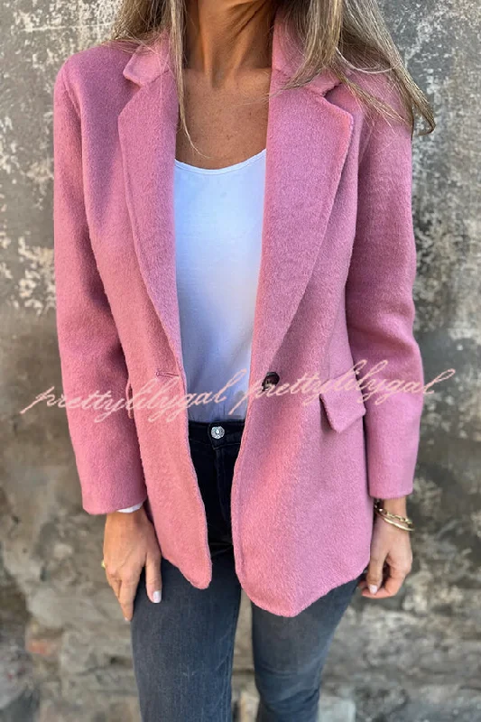 Your Timeless Wardrobe Awaits Daytime Perfection Faux Wool Lapel Button Relaxed Blazer