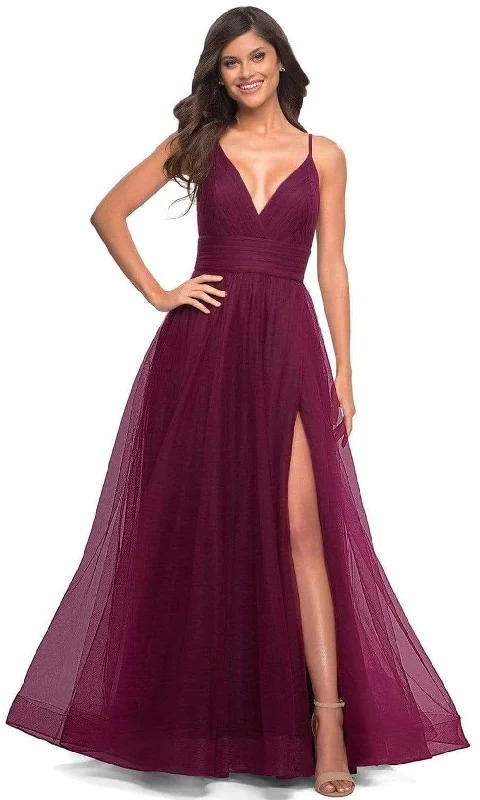 End Of Season Sale Clothing La Femme - 30180 Spaghetti Strap Tulle A-Line Gown