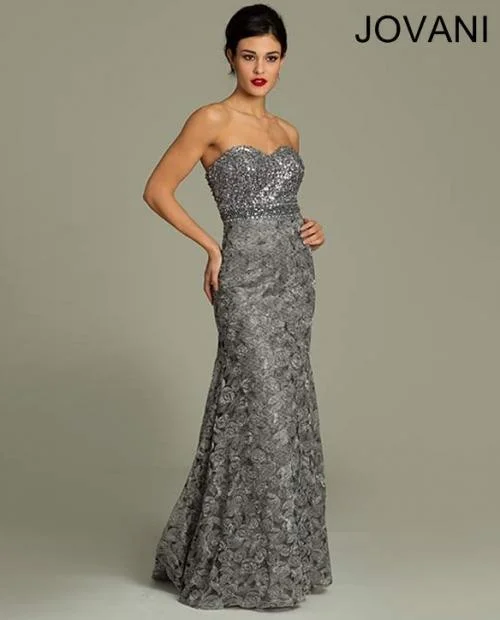 Earthy Tones Jovani 78203 Long Formal Prom Strapless Dress