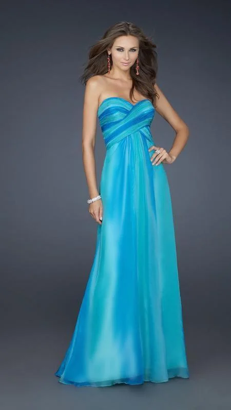 Stylish Women’s Clothes for Work and Play La Femme - 17167 Vibrant Dual-Toned Sweetheart A-Line Chiffon Gown