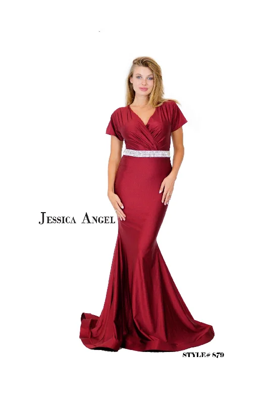 Evening Looks Jessica Angel Short Sleeve Long Formal Dress 879