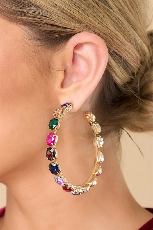 Trend Driven Wardrobe Oval Multicolored Diamond Earrings