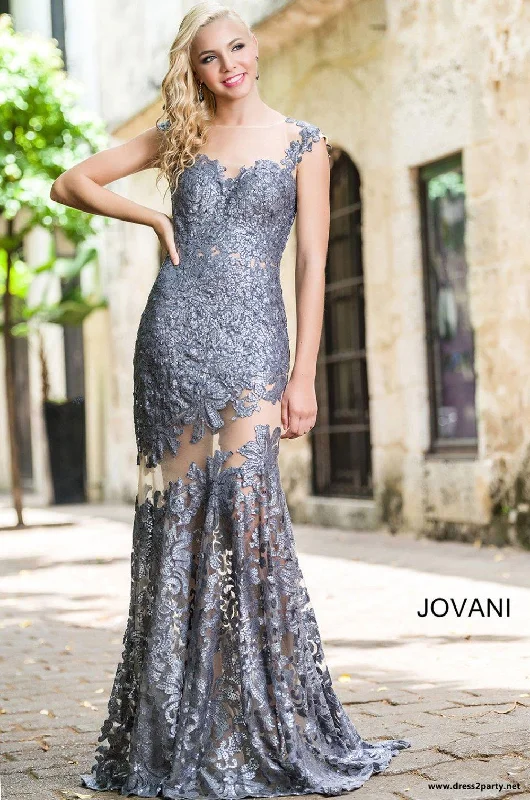 Innovate Your Wardrobe Jovani 21226 Floral Lace Cap Sleeve Prom Dress