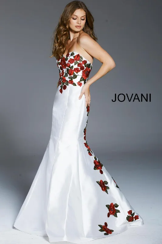 Elegant Clothing Jovani 48122 Floral Embroidered Mermaid Prom Dress