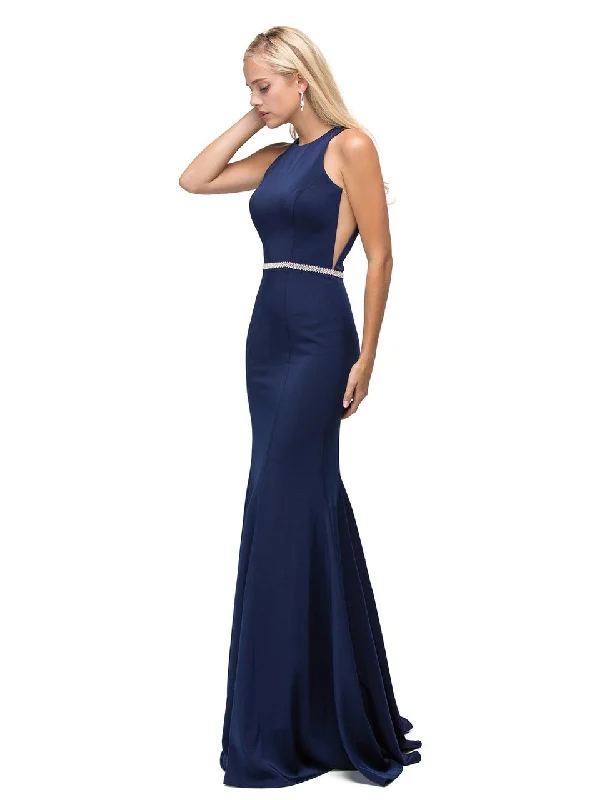 Embrace New Fashion Dancing Queen High Jewel Mermaid Gown in Navy 9757