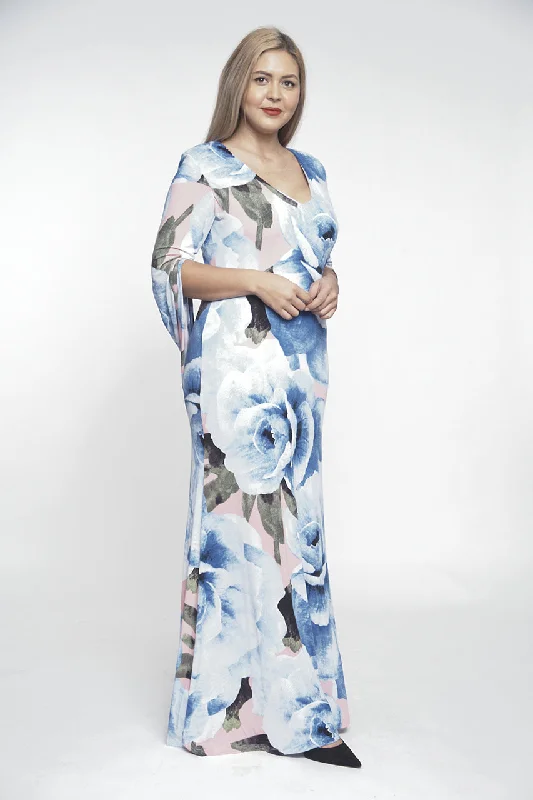 Weekend Exclusive Blue Floral Maxi Dress Gown