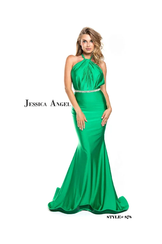 Elegant Styles Jessica Angel Long Formal Halter Fitted Dress 878