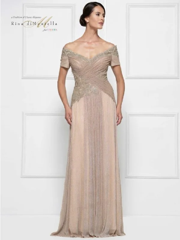 Explore What's New Rina di Montella Off Shoulder Long Dress 2674