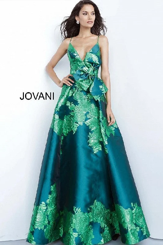 Huge Price Cut Jovani 02046 Long Spaghetti Straps Floral Dress