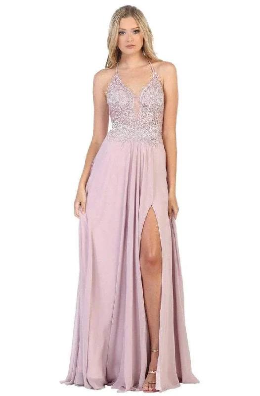 High Street Women’s Fashion for Trendy Shoppers May Queen - RQ7781 Embellished Sleeveless Evening Gown