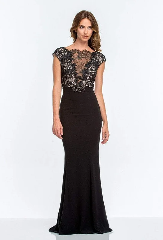 Unleash Your Trend Driven Style Terani Couture - 151E0444A Lace Overlaid Cap Sleeve Gown