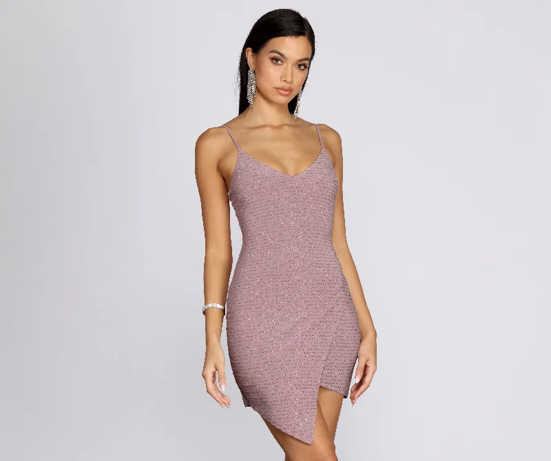 Trend Forward Threads Glitter Wrap Knit Mini Dress