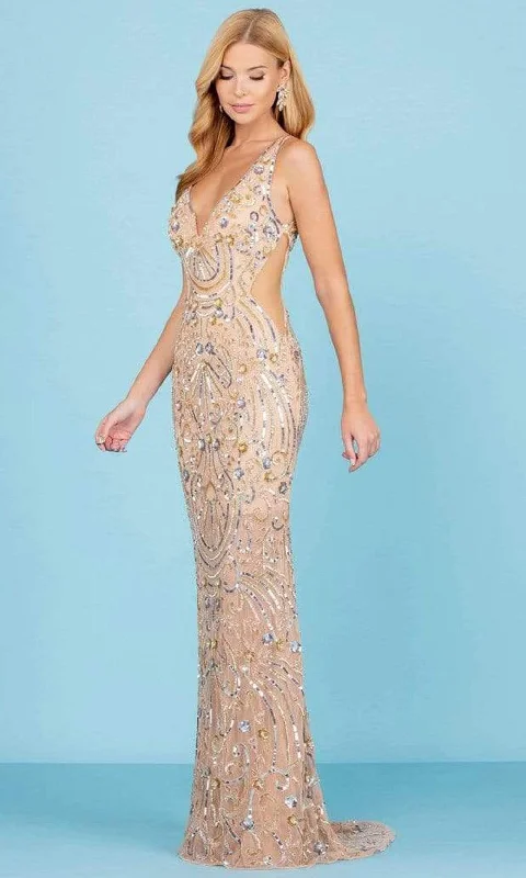 Women’s Fashion Clothing SCALA - 60294 V-Neck Cutouts Sequin Gown