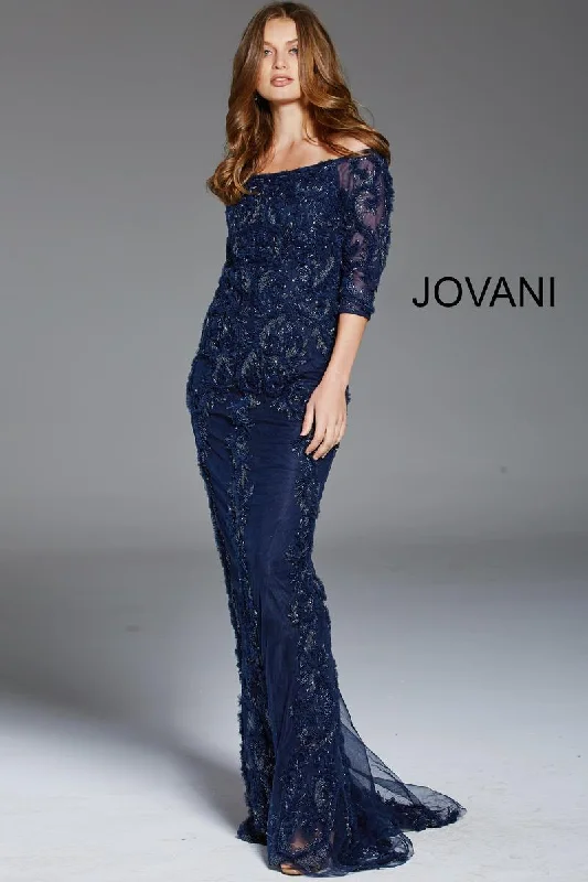 Sophisticated Style Jovani 48300 Off Shoulder Beaded Long Prom Dress