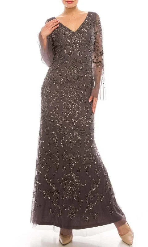 Elegant Fashion Adrianna Papell - AP1E206204 V Neck Embellished Evening Gown