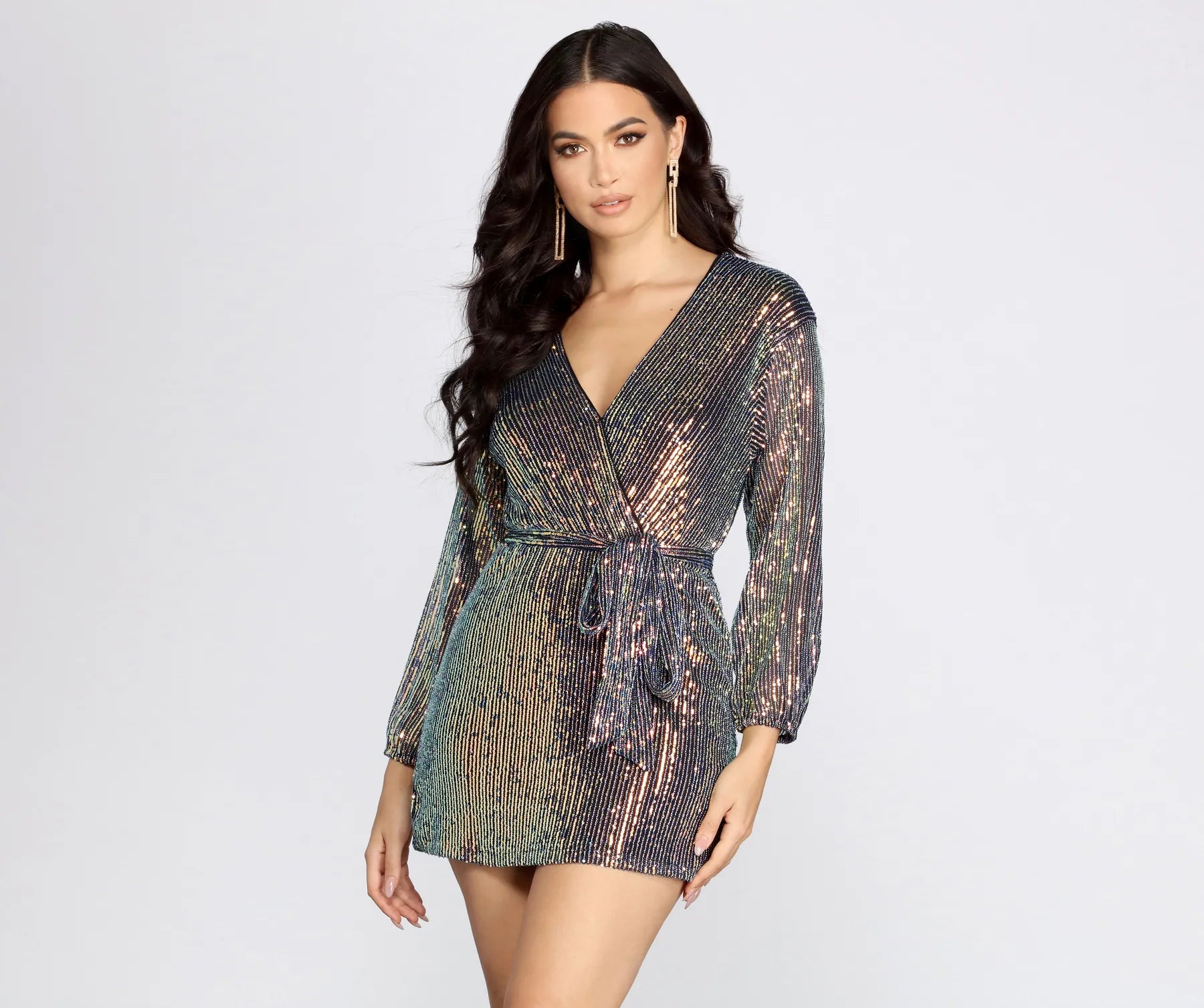 Trendsetting Threads Sequin Dreams Wrap Mini Dress