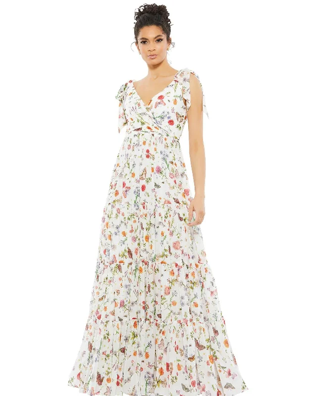 Versatile Outfits Mac Duggal 70198 Long Formal Sleeveless Floral Gown