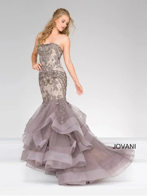 Vintage Women’s Fashion Jovani 45760 Strapless Long Mermaid Evening Gown