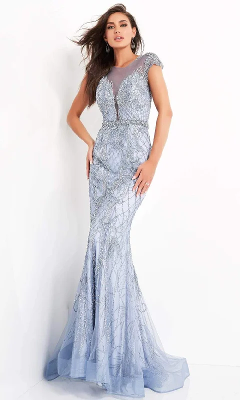 Style Upgrade Jovani - 00883 Cap Sleeve Beaded Illusion Jewel Long Gown