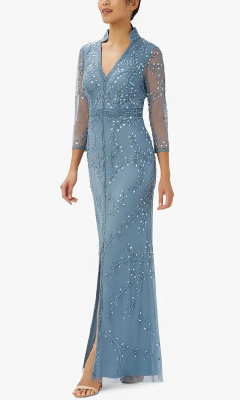 Clothing Brands Adrianna Papell AP1E209946 P - Beaded Quarter Sleeve Evening Gown