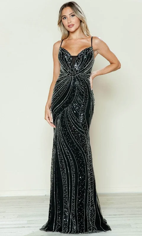 Clothing Sales Poly USA 9510 - Beaded Sleeveless V-Neck Prom Gown