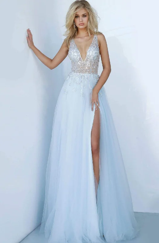 Weekend Exclusive Jovani - 4019 Bead Embellished Plunging V-Neck Gown