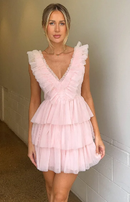 Boutique Styles Tori Pink Tulle Mini Dress