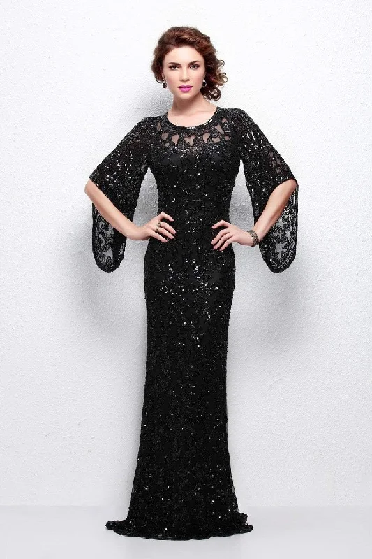 Dive Into Trendy Styles Primavera Couture - 9713 Sequined Sheath Gown with Flared Sleeves