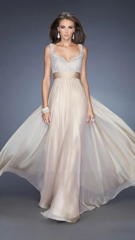 Elegant Women’s Clothing La Femme - 20203 Rhinestone Embellished Sweetheart Chiffon A-line Gown