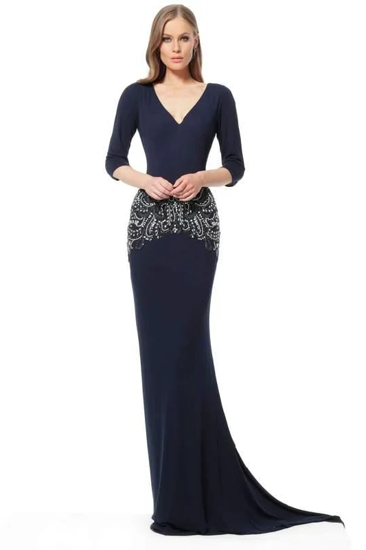 Chic Wardrobe Jovani 68806 Long V-Neck Sheath Prom Dress