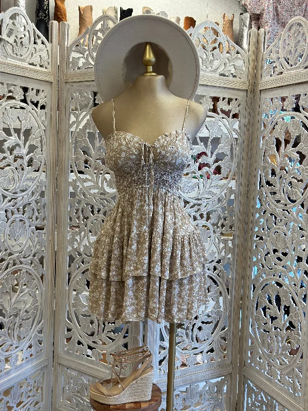 Limited Edition Beige Floral Keyhole Dress