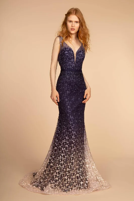 Sophisticated Style Trailing Floral Ombre Mermaid Long Gown Prom Dress