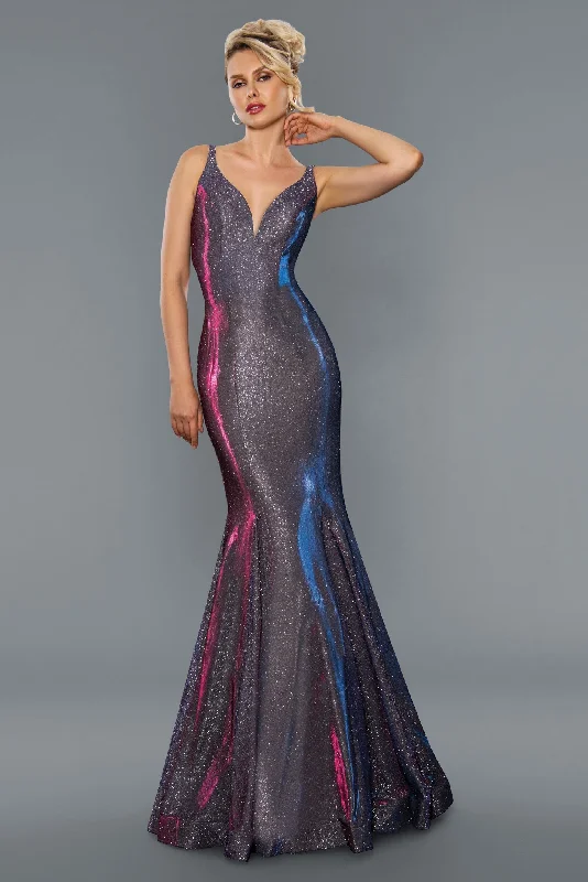 Fashion Forward Stella Couture 22059 Size 2 Long Shimmer Mermaid formal Prom Dress Iridescent Gown