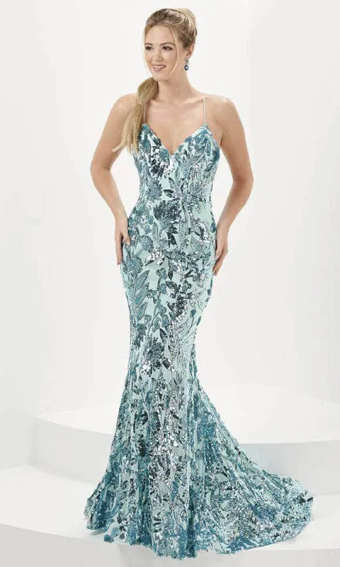 Colorful Clothing Tiffany Designs 16077 - Foliage Sequin Mermaid Evening Gown