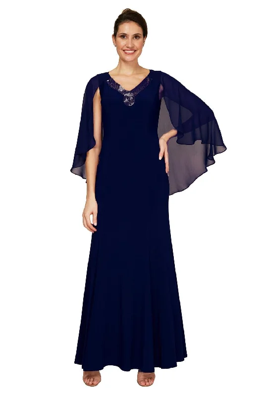 Limited Styles Le Bos Plus Size Lon Cape Chiffon Dress 29539