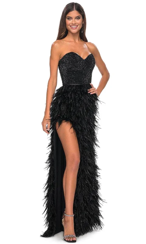 Effortless Chic Apparel La Femme 32165 - Sweetheart Feather Skirt Prom Gown