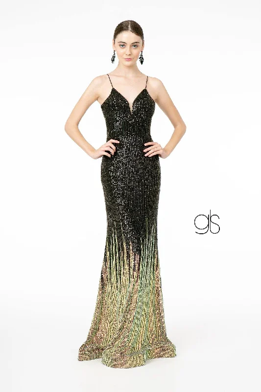 Additional Time-Limited Offers Full Sequin Spaghetti Strap Long Prom Dress