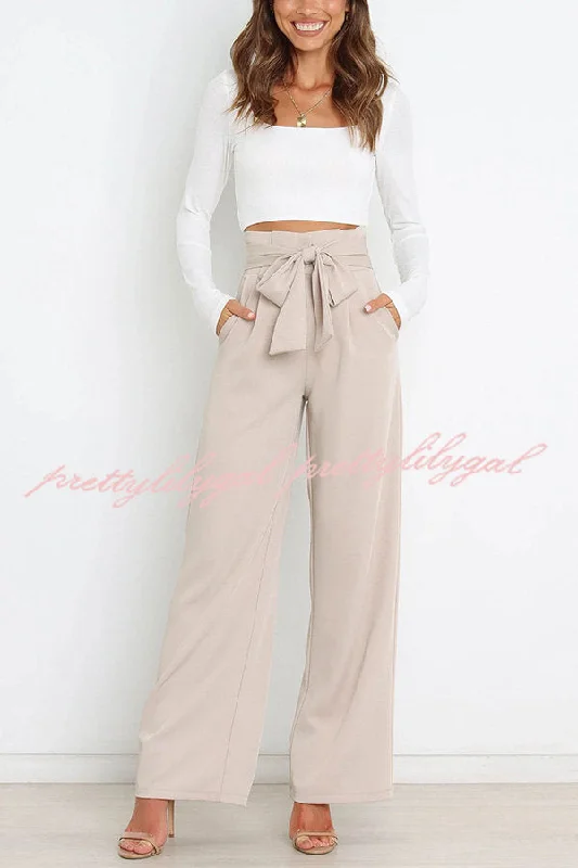 New Arrivals In Vogue Belted Pocketed Wide Leg Pants