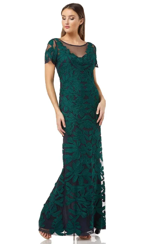 Versatile Wardrobe Essentials JS Collections - 866747 Illusion Neckline Soutache Long Sheath Gown