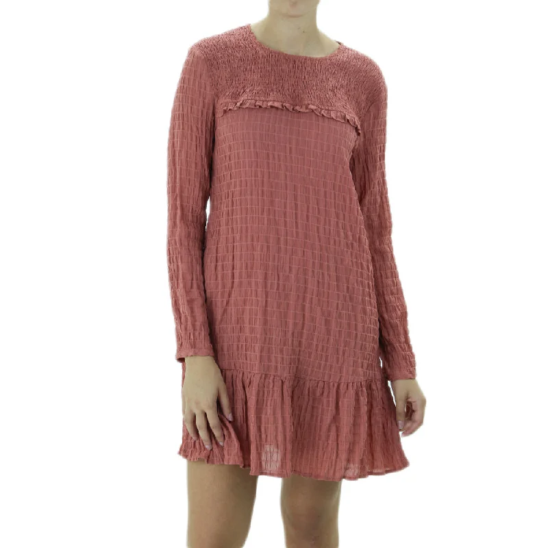 Season Sale Women's Smocked Mini Dress,Light Brick