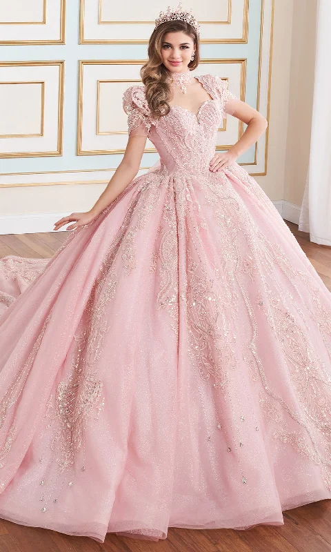 Bid Farewell To The Old Season Princesa by Ariana Vara PR70103 - Short Sleeve Beaded Ball Gown