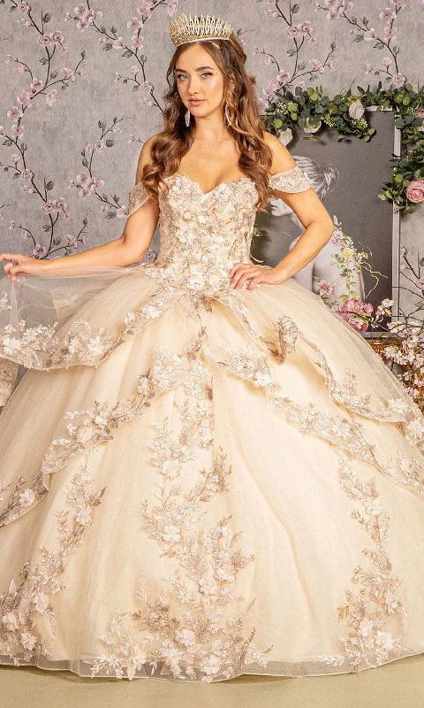 Discover Now GLS by Gloria GL3240 - Applique Embellished Off-Shoulder Ballgown