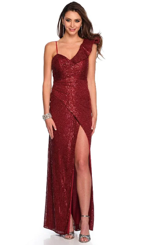 Hot Trends Dave & Johnny 11214 - Ruffled Sleeve Sequin Prom Gown