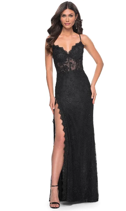 Timeless Elegance Redefined La Femme 32080 - Beaded Lace V-Neck Prom Gown