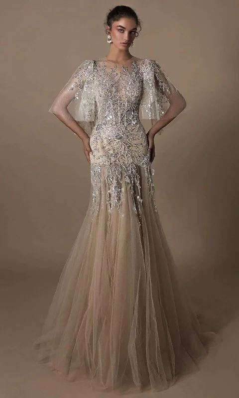 Trend Alert Tarik Ediz - 96021 Embroidered Tulle Trumpet Gown